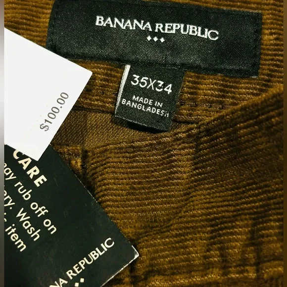 NWT Banana Republic Brown Slim Traveler Cords 35x34 Corduroy Preppy - Picture 10 of 11